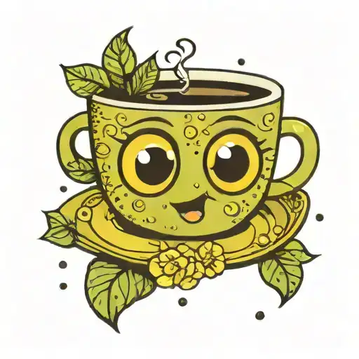 A Cute Coffee Cup With Big Sparkly Eyes And A Joyous Expression