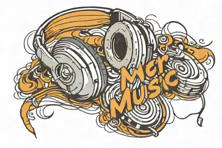 Headphones And Word 'Music'