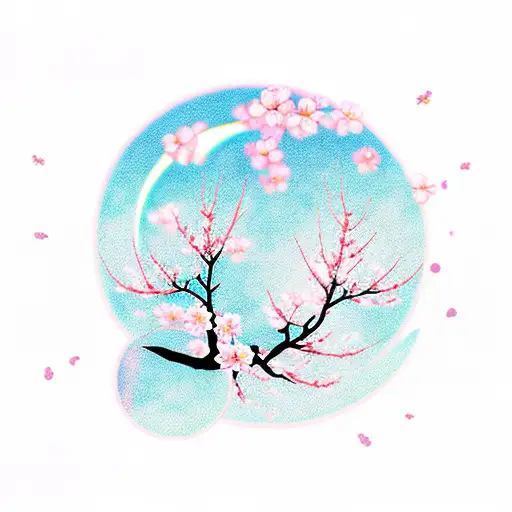 Moon With Cherry Blossom