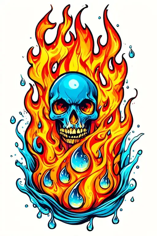 Fire And Water Droplets