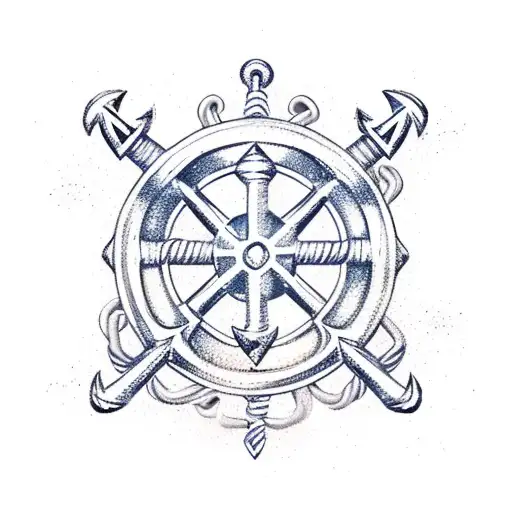 Ship Wheel And Anchor