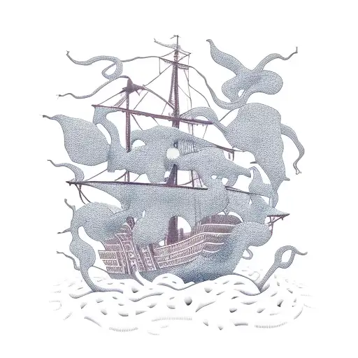 Pirate Ship Atop A Sea Of Writhing Vines That Is Also Wrapped In Vines