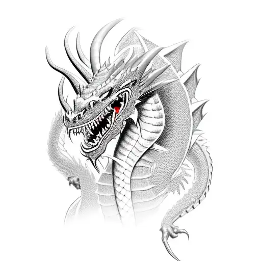 Stylized Graphic Dragon In Profile