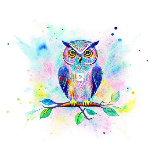 Full Body Owl With Water Colors