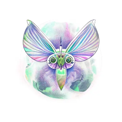 Luna Moth With Wolf Head Body