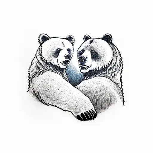 Bear And Son Holding Paws