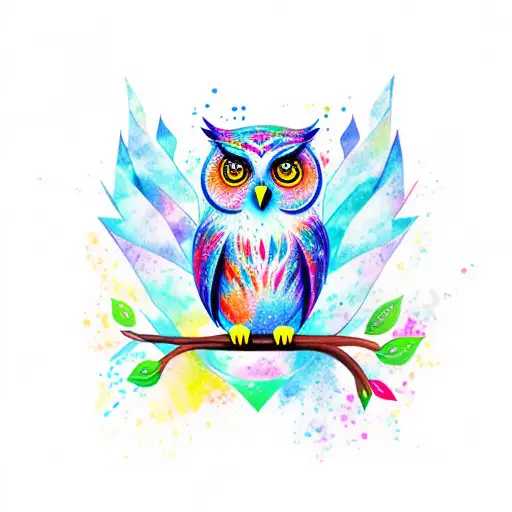 Full Body Owl With Water Colors