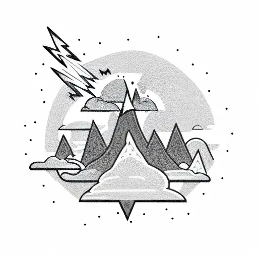 Wizard Summoning Lightning In Distance On Mountain