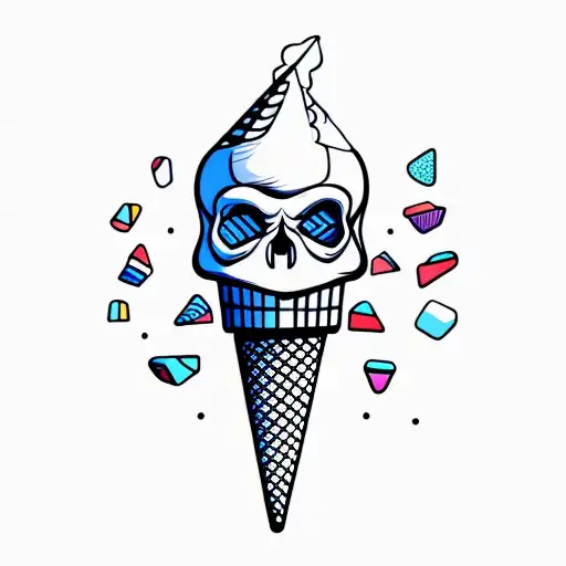 Ice Cream Cone With A Skull Instead Of Ice Cream