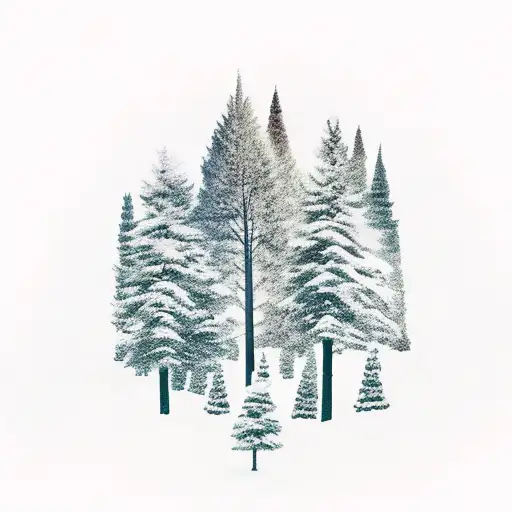 A Forest Scene With A Hidden Wolf Silhouette Among The Trees