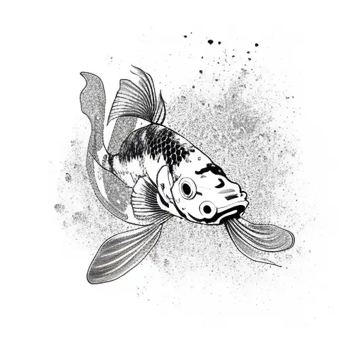 A Black And White Koi Fish Swimming In A Margarita Glass