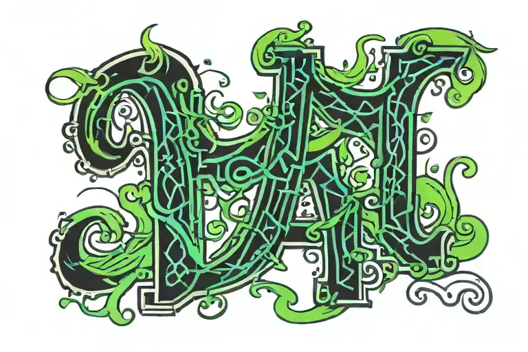Design Me A Letter Tattoe Called Karly Bitch With Black And Green Letters And Cool Font