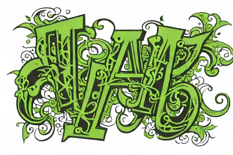 Design Me A Full Letter Tattoe Called Karlybitch With Black And Green Letters And Cool Font