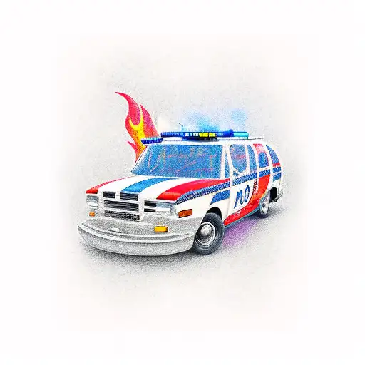 American Policecar On Fire
