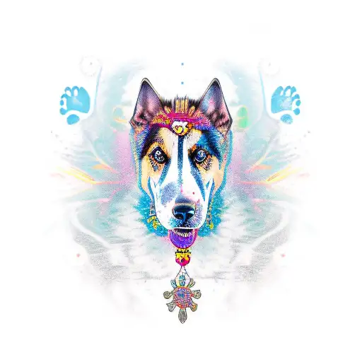 Neotraditional Dog Face