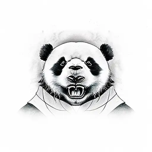 Angry Panda With Bandana And Face