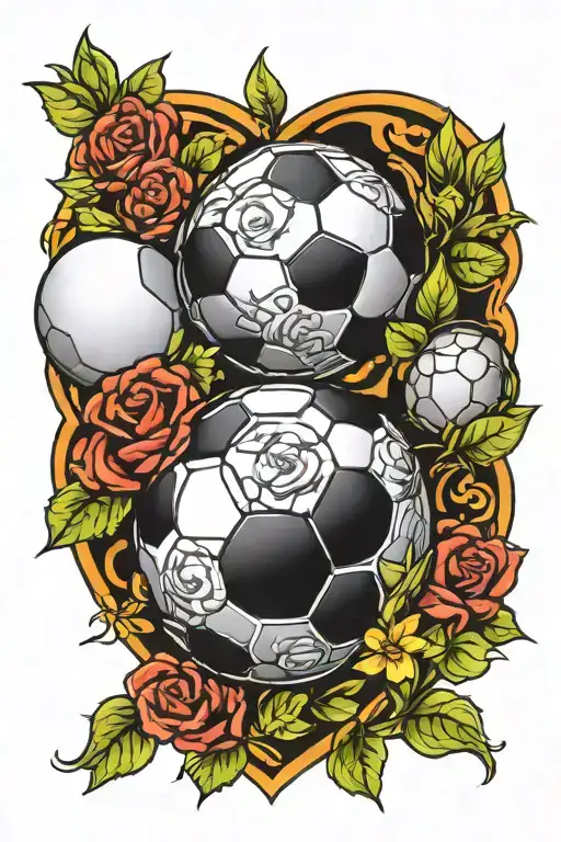 Heart Soccer Ball And Flowers