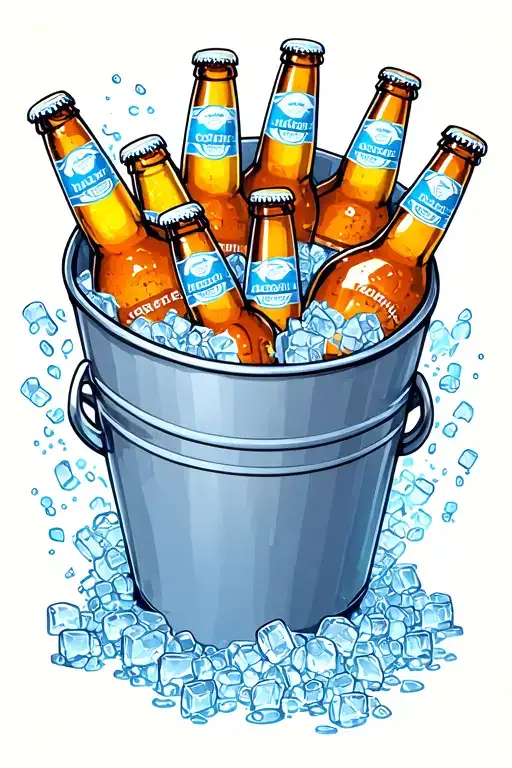 A Bucket Full Of Beer Bottles And Ice