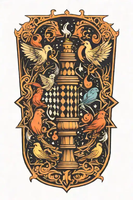 A Cosmic Chessboard With Birds As The Chess Pieces