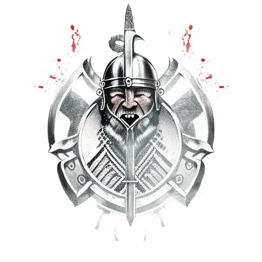 Bloody Viking With Sword And Shield In Battle