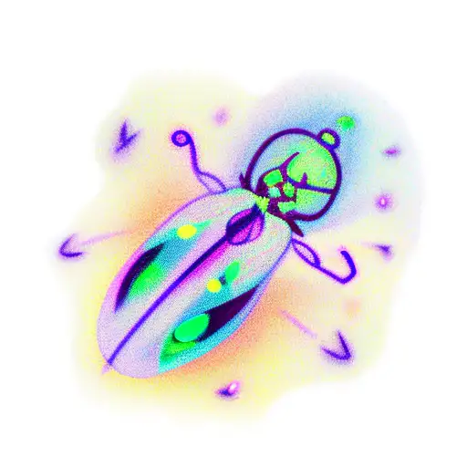 Small Pretty Fireflies With Purple And Aqua Glow