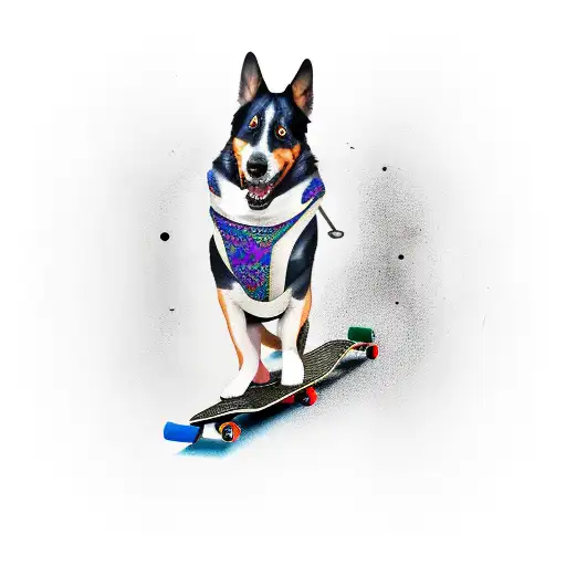 Dog On A Skateboard With A Blunt