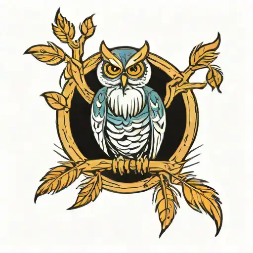 Horseshoe With Two Owl Feathers In The Middle