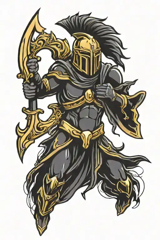 Black Color With Gold Trim Spartan