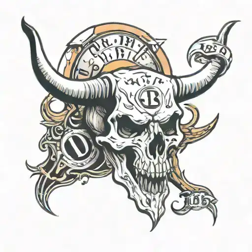 Longhorn Skull With The Number 13 Incorporated