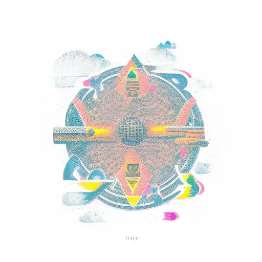 A Black Hieroglyph On A Colorful Background