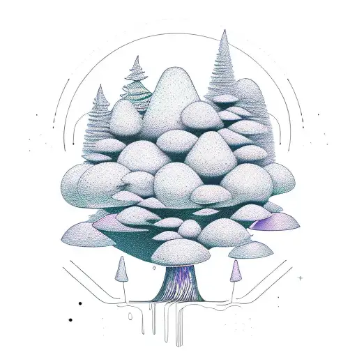 A Party Scene In The Forest With Psychedelic Mushrooms Growing On Trees And Techno Music Playing