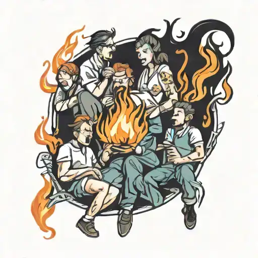 Group Of People Around Flames