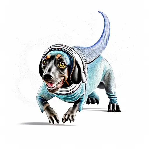 Black Dachshund In A T-rex Costume