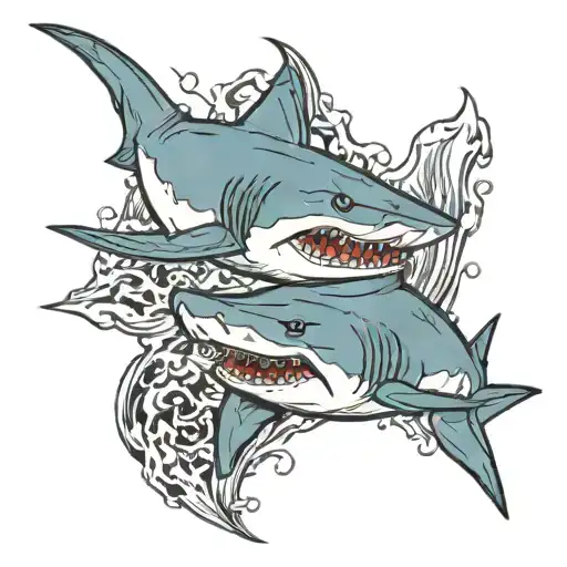 Two Sharks Swimming In A Circle