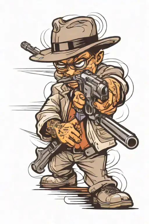 Gangster Aiming His Gun