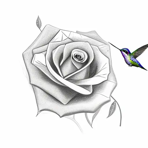 Hummingbird With A Rose
