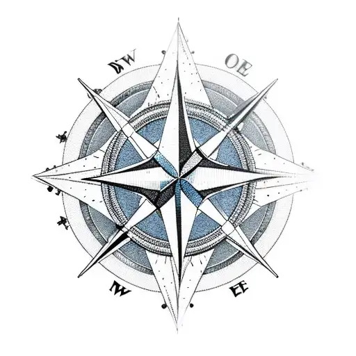 Compass Rose With Mountains