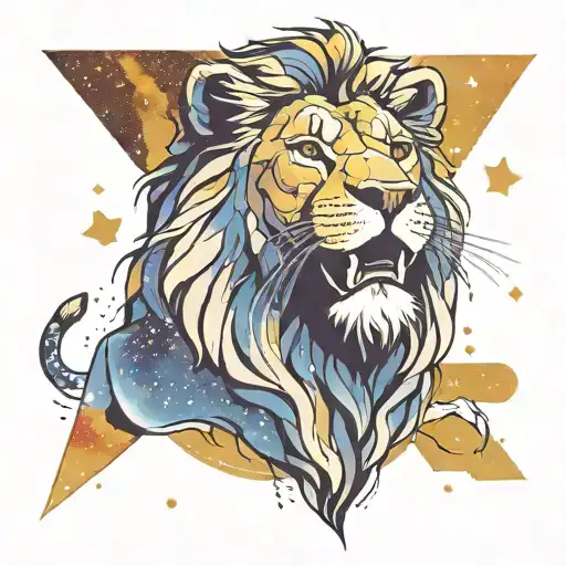Lion With Galaxy Background