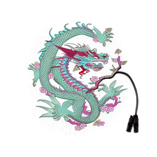 Dragon And Cherry Blossom Tree Leg Sleeve