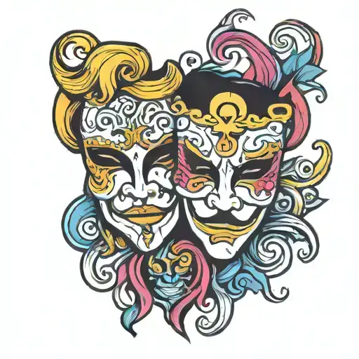 Comedy And Tragedy Mask Psychedelic