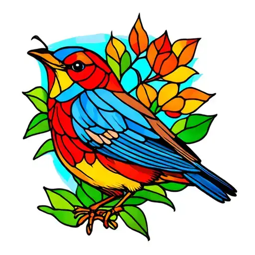 Robin Red Breast Glass Stained Glass