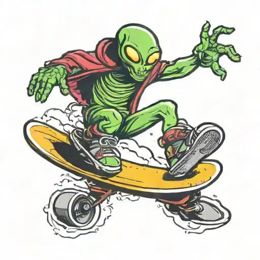 Alien Riding A Snowboard Season