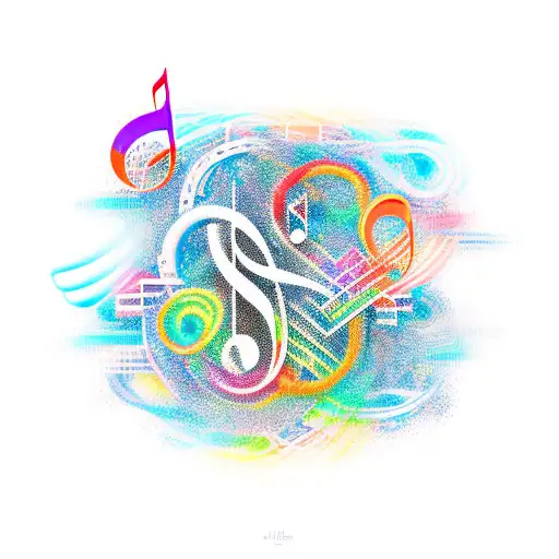 An Abstract Representation Of Jaylin's Name Intertwined With Musical Symbols And Instruments