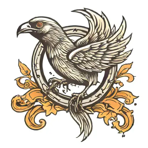 Bird Flying In Horseshoe Surrounded