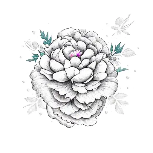 Raven With A Wreath Of Peony Flowers