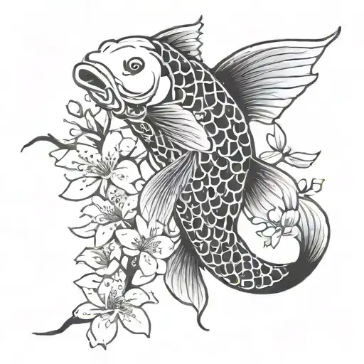Cherry Blossoms And Koi Fish Transforming
