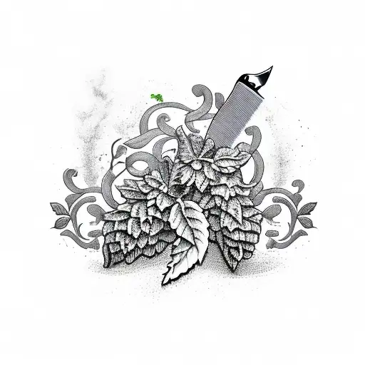 Big Cooking Knife With Vine And Hop