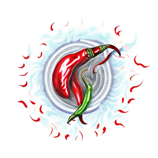 Single Red Chili Pepper Fire Burning