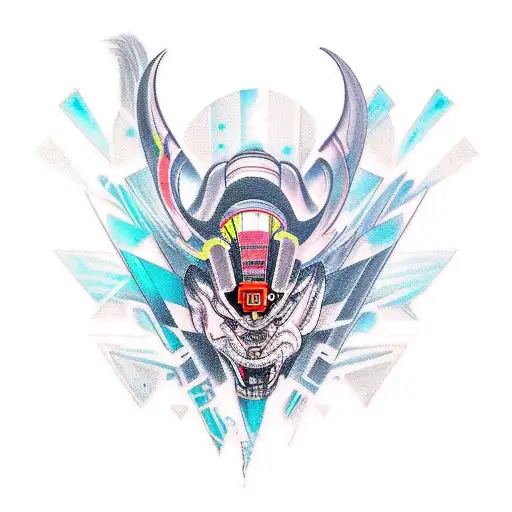 A New-school Tattoo Of A Futuristic Car Racing Through A Cityscape Filled With Wild Animals