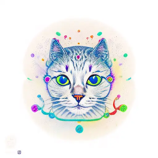 Buddha Cat With Zen Dots